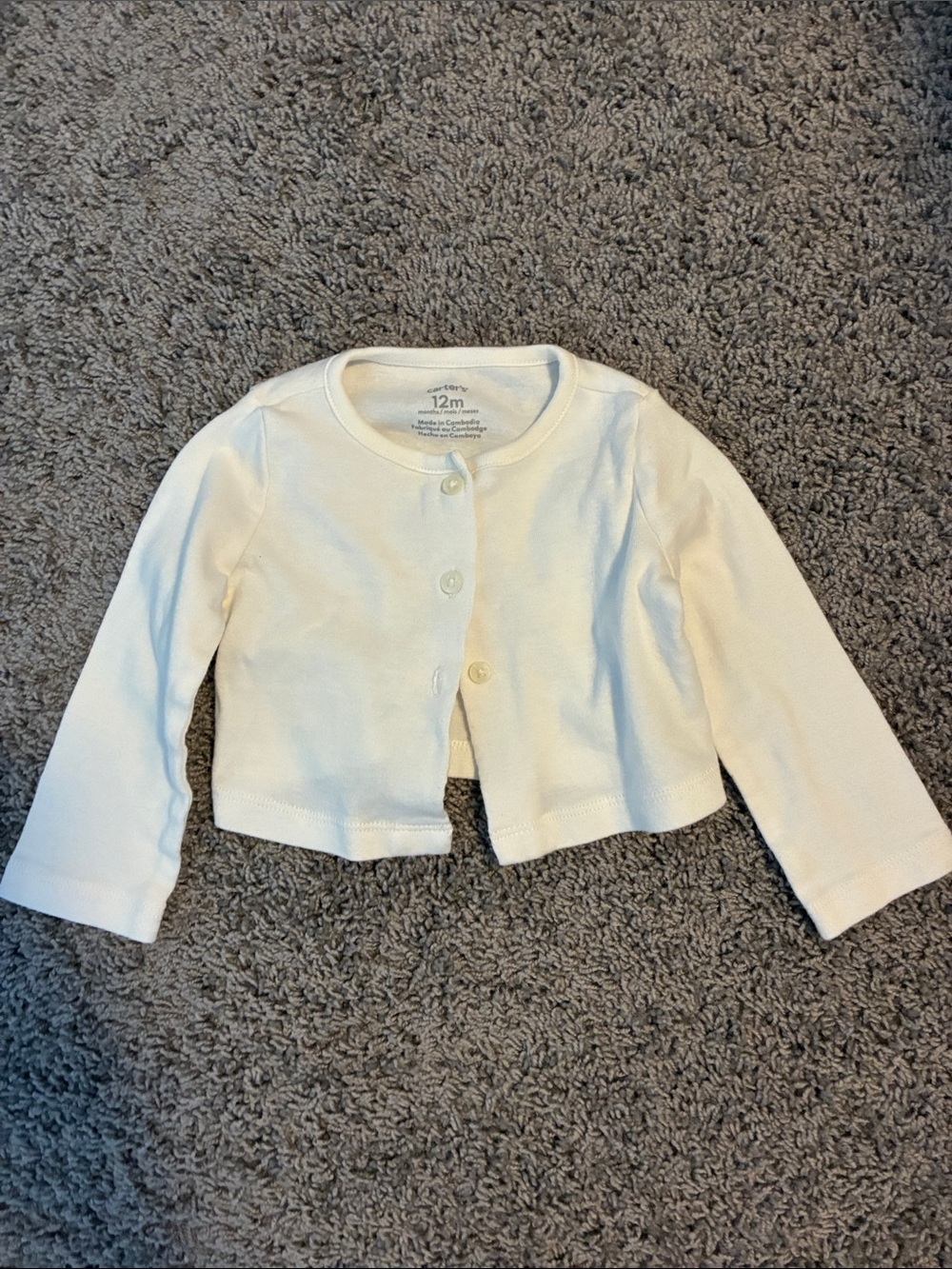 Carter's Cream Knit Baby Cardigan Size 12 Months NWOT
